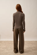 Polo Col Zippé Manches Longues - Kristjan - Taupe Chiné