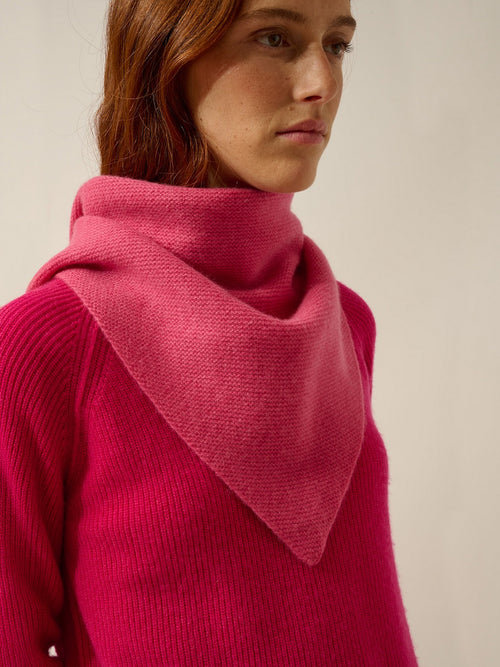 Écharpe Triangle Avec Franges 4 Fils - Lima - Fraise