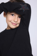 Jersey de cuello redondo con estrella en el codo Judy - Negro multicolor lurex - Infantil
