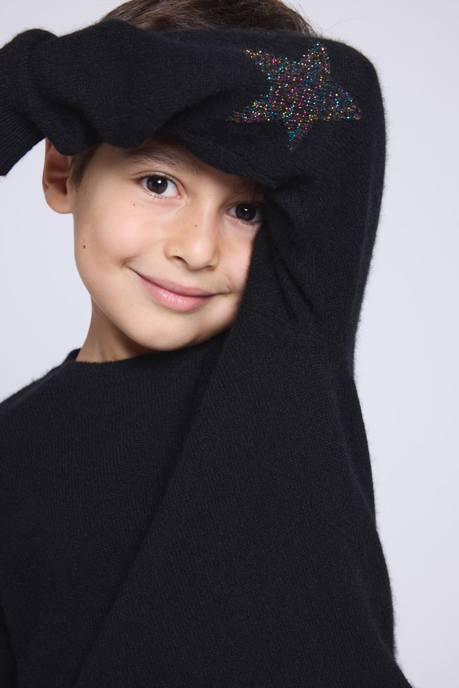 Jersey de cuello redondo con estrella en el codo Judy - Negro multicolor lurex - Infantil