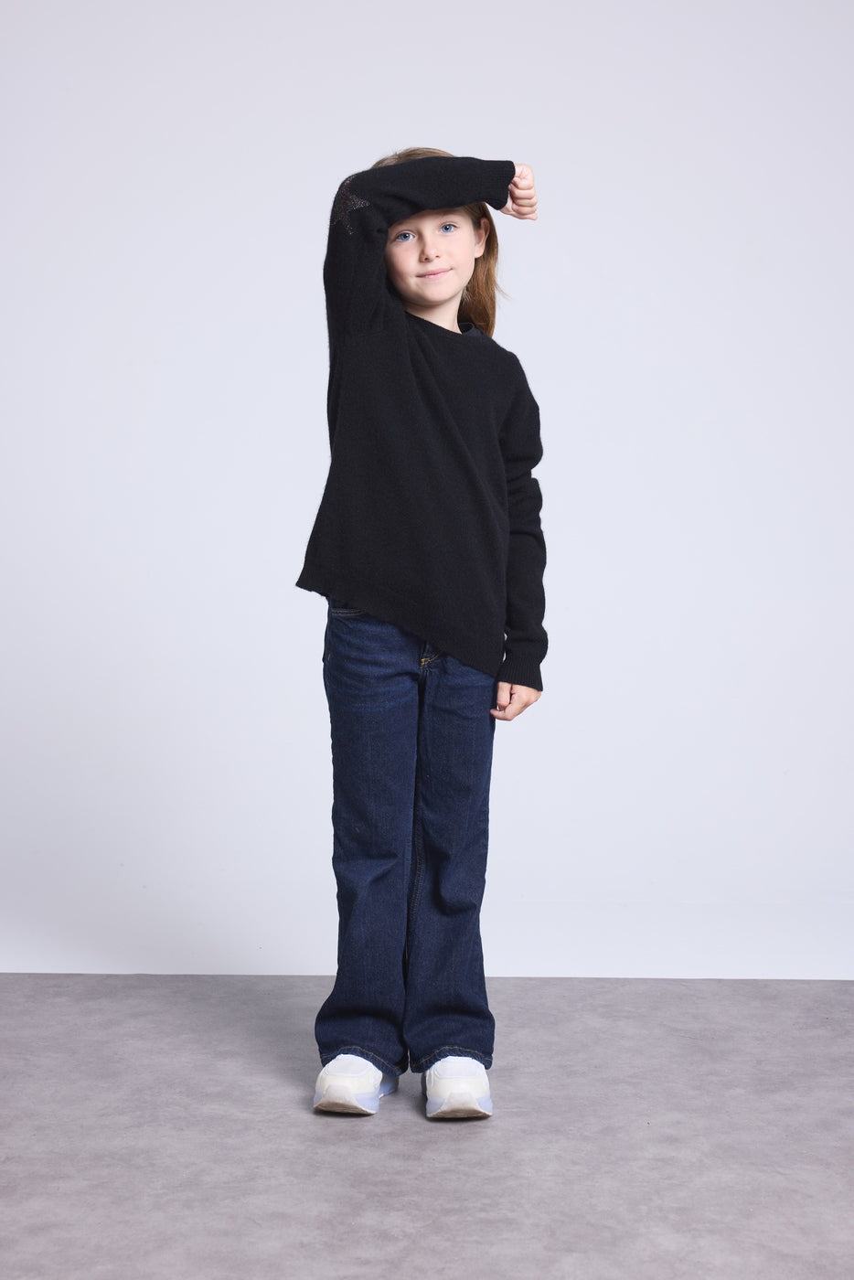 Jersey de cuello redondo con estrella en el codo Judy - Negro multicolor lurex - Infantil