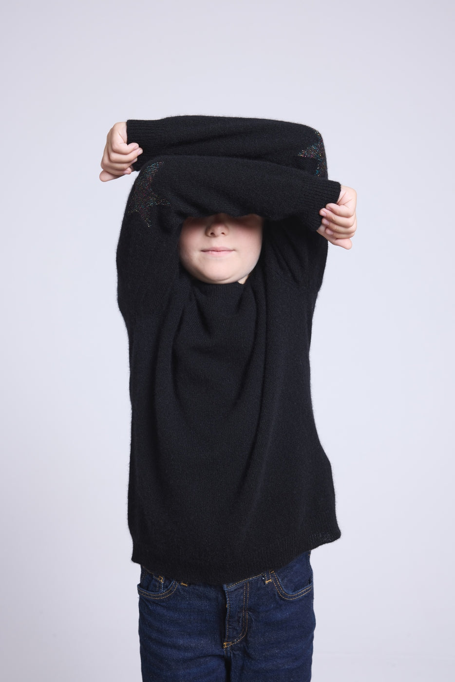 Jersey de cuello redondo con estrella en el codo Judy - Negro multicolor lurex - Infantil