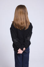 Jersey de cuello redondo con estrella en el codo Judy - Negro multicolor lurex - Infantil