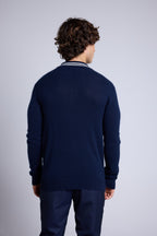 Jersey de cuello polo a rayas Jules - Azul marino y blanco - Hombre