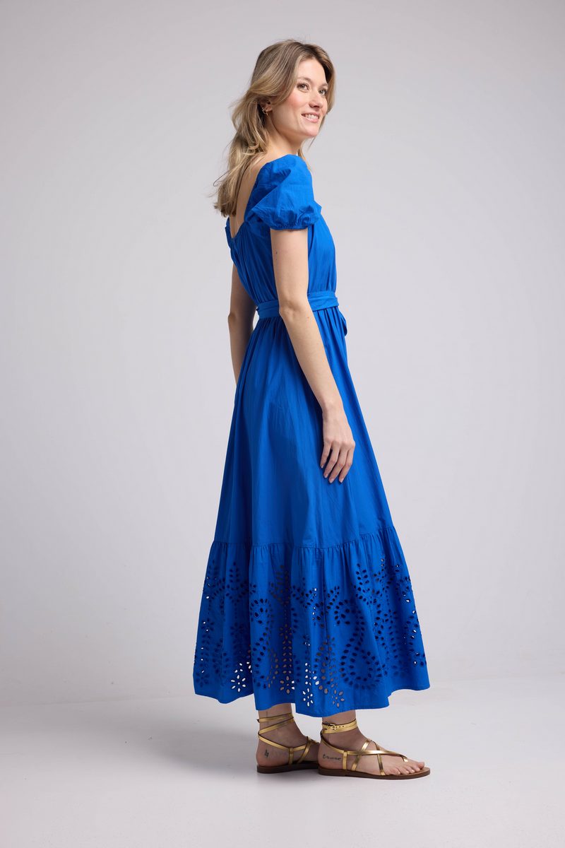 Vestido largo de manga corta - Azul