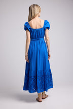 Vestido largo de manga corta - Azul