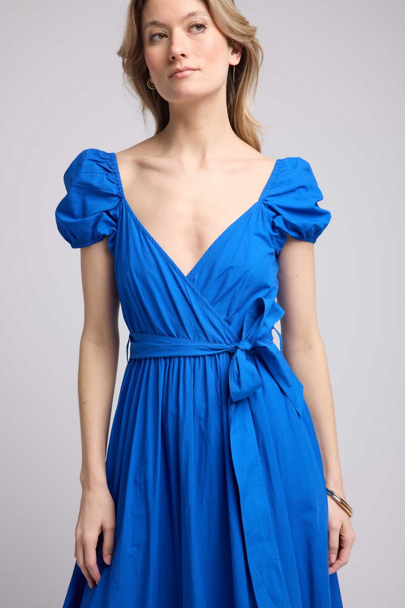 Vestido largo de manga corta - Azul