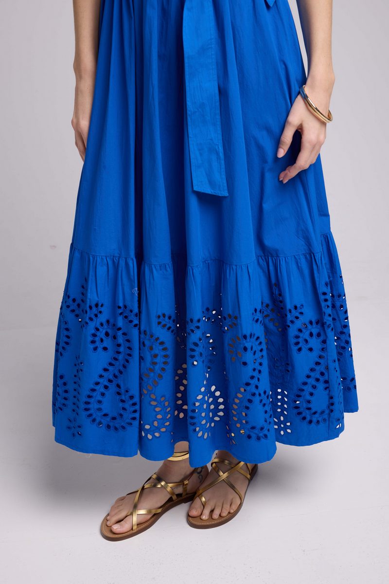 Vestido largo de manga corta - Azul