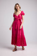 Robe Long Manches Courtes - Rose