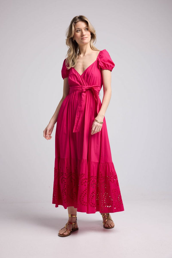 Robe Long Manches Courtes - Rose