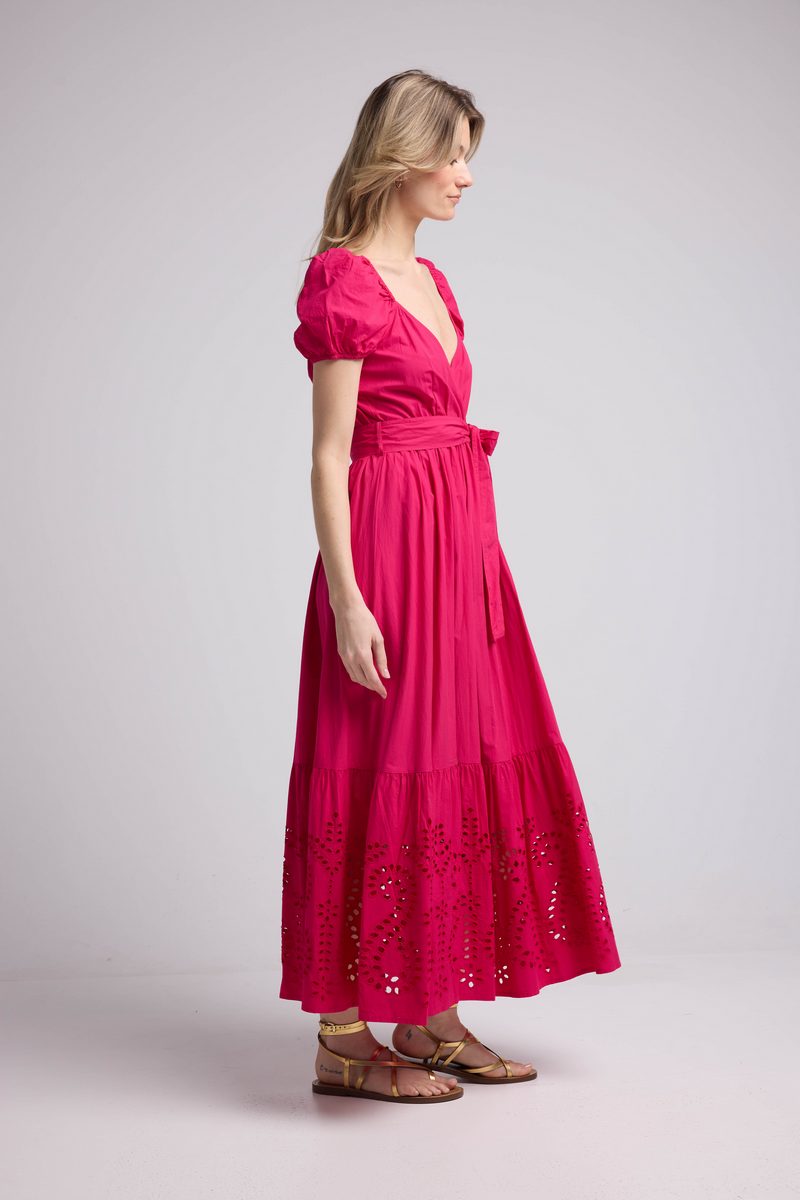 Robe Long Manches Courtes - Rose