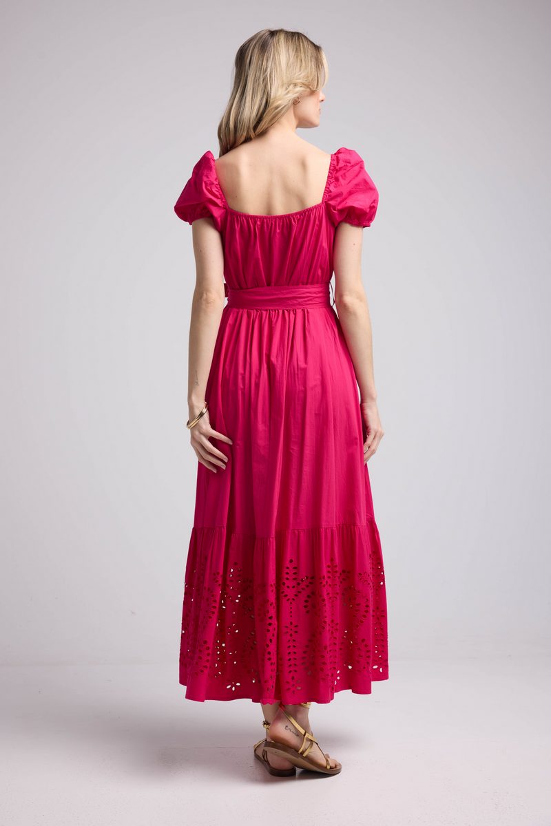 Robe Long Manches Courtes - Rose