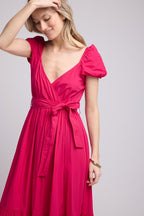Robe Long Manches Courtes - Rose