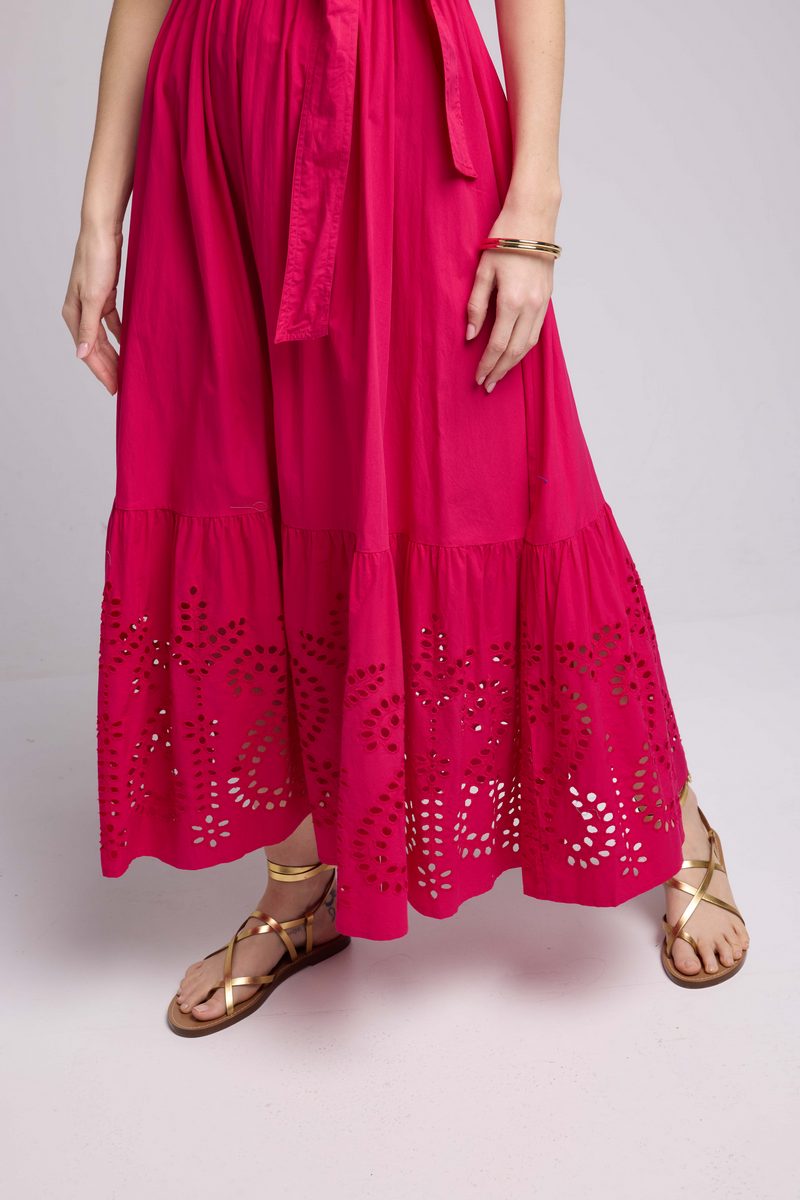 Robe Long Manches Courtes - Rose