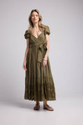 Vestido largo de manga corta - Caqui