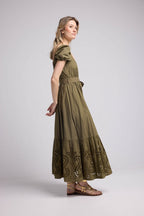 Vestido largo de manga corta - Caqui