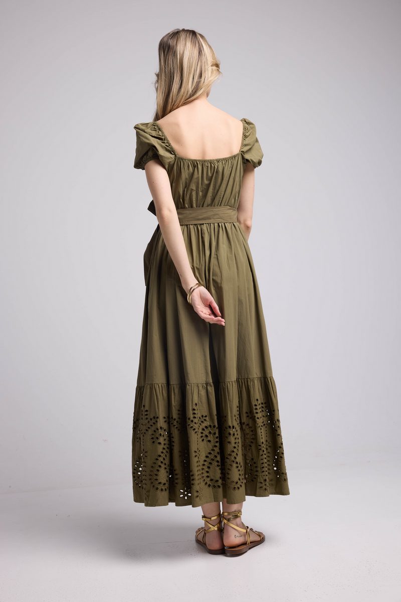 Vestido largo de manga corta - Caqui