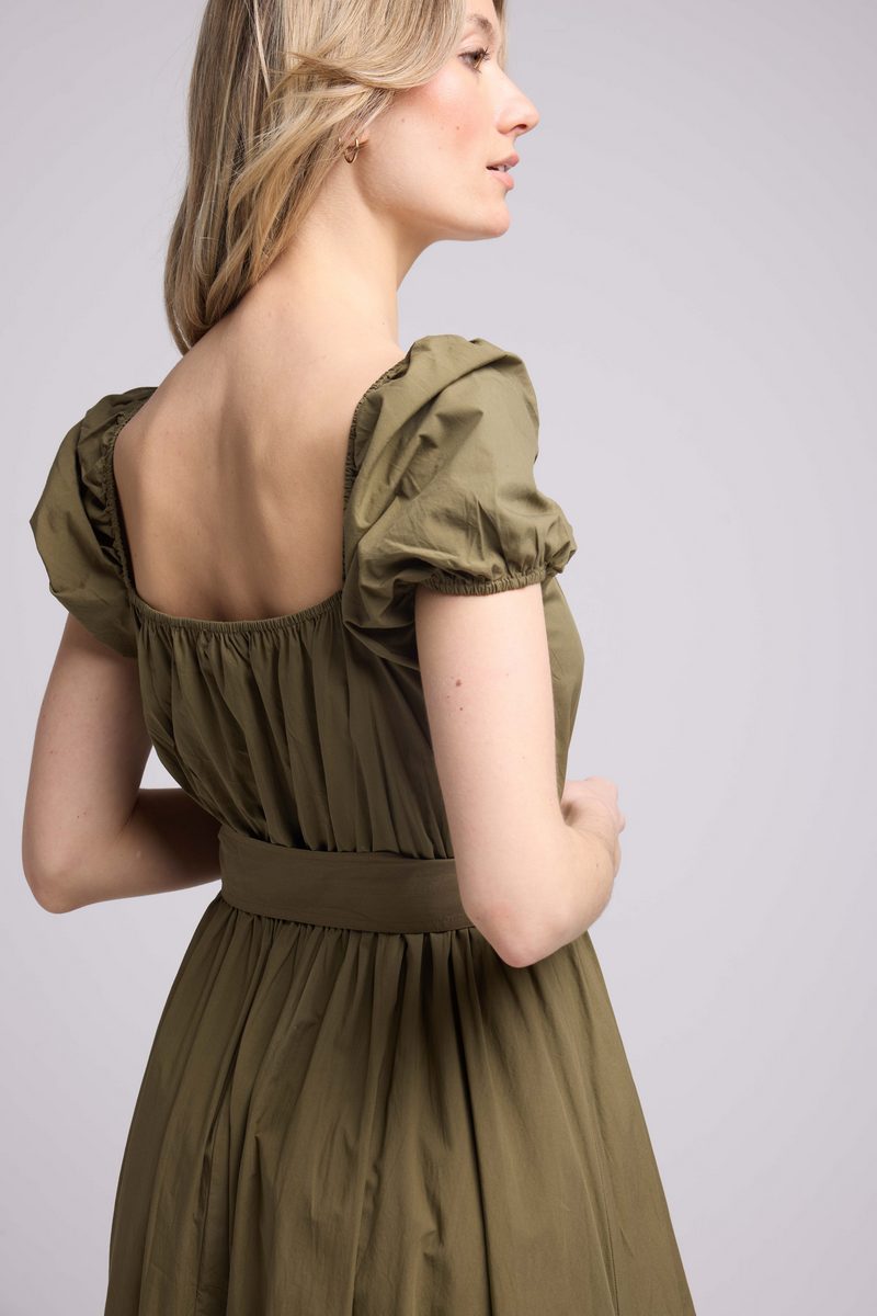 Vestido largo de manga corta - Caqui