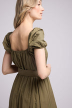 Vestido largo de manga corta - Caqui