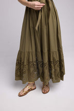 Vestido largo de manga corta - Caqui