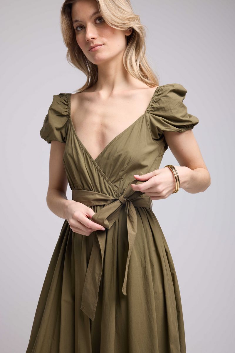Vestido largo de manga corta - Caqui