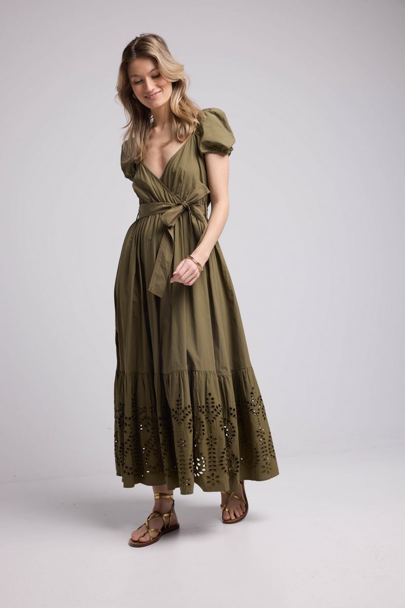Vestido largo de manga corta - Caqui