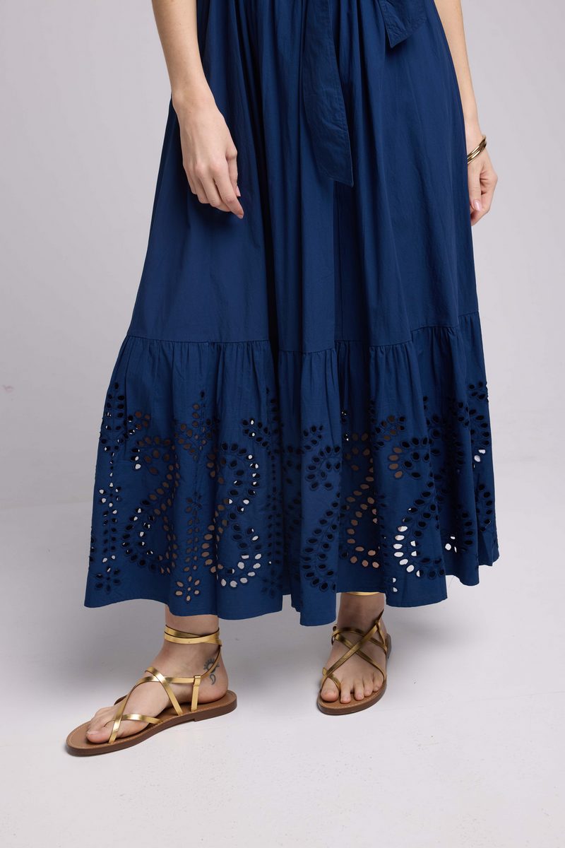 Robe Long Manches Courtes - Navy