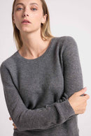 Juliette Flat Knit Crew Neck Sweater - Gris - Cachemira 100% Oeko-Tex - Mujer