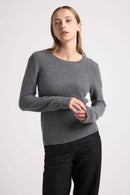 Pull Col Rond Mailles Plates Juliette - Gris - 100% Cachemire Oeko-Tex - Femme