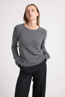 Pull Col Rond Mailles Plates Juliette - Gris - 100% Cachemire Oeko-Tex - Femme