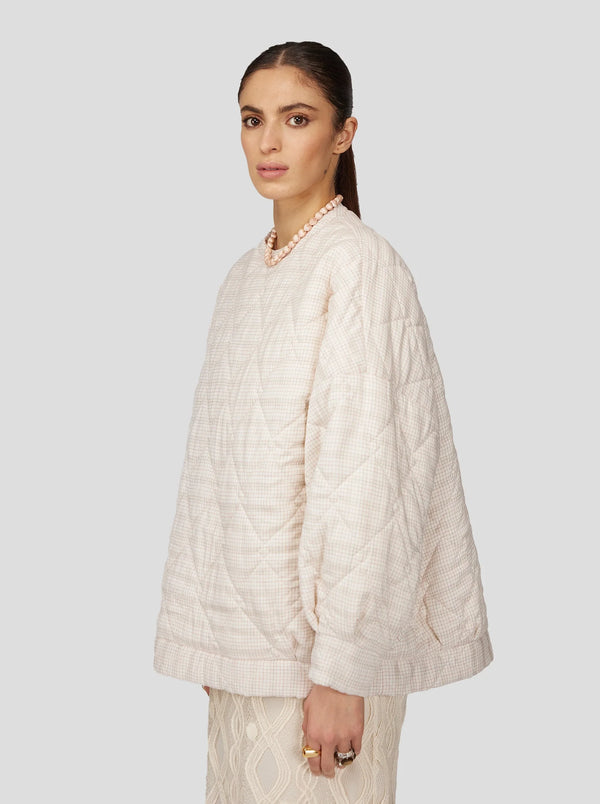 Gesteppter Pullover Harlem mit neutralem Karomuster