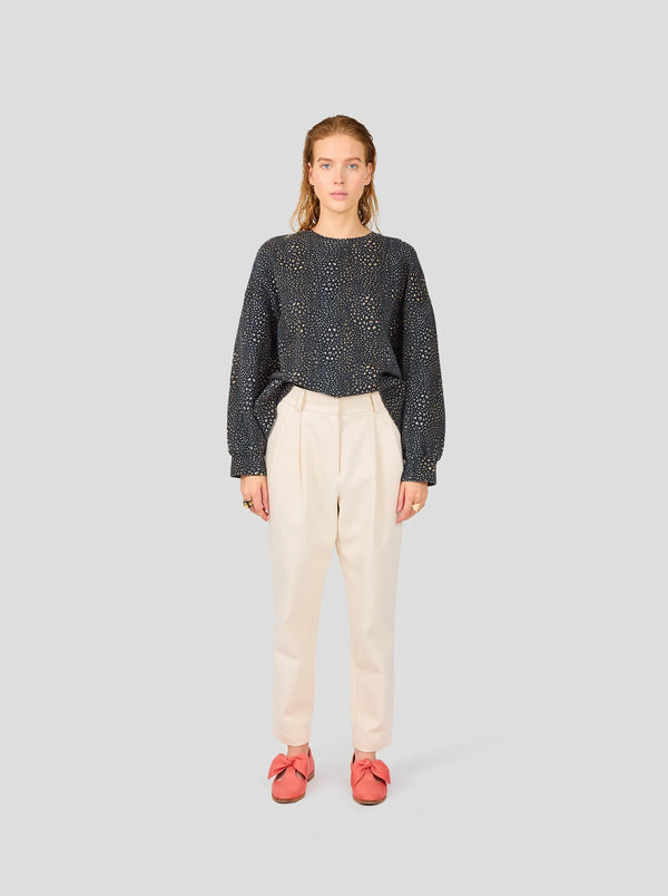 Pullover Harlem Aus Schwarzem Fleece Mit Leo-Print