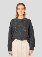 Pull Harlem En Polaire Noire Imprimée Léopard