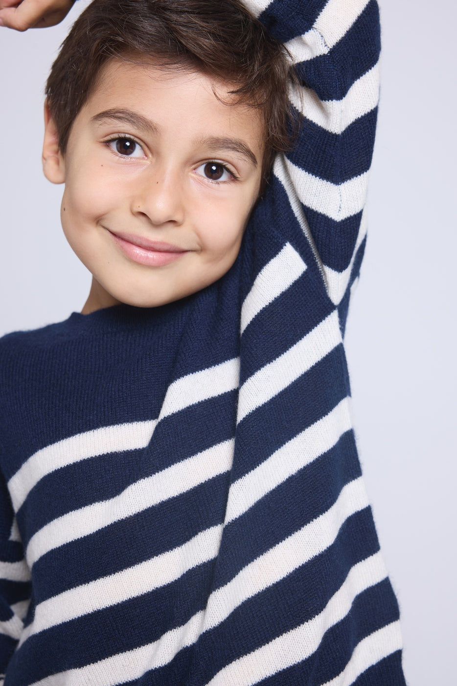 June Crew Neck Striped Jumper - Navy Blue White - Kids