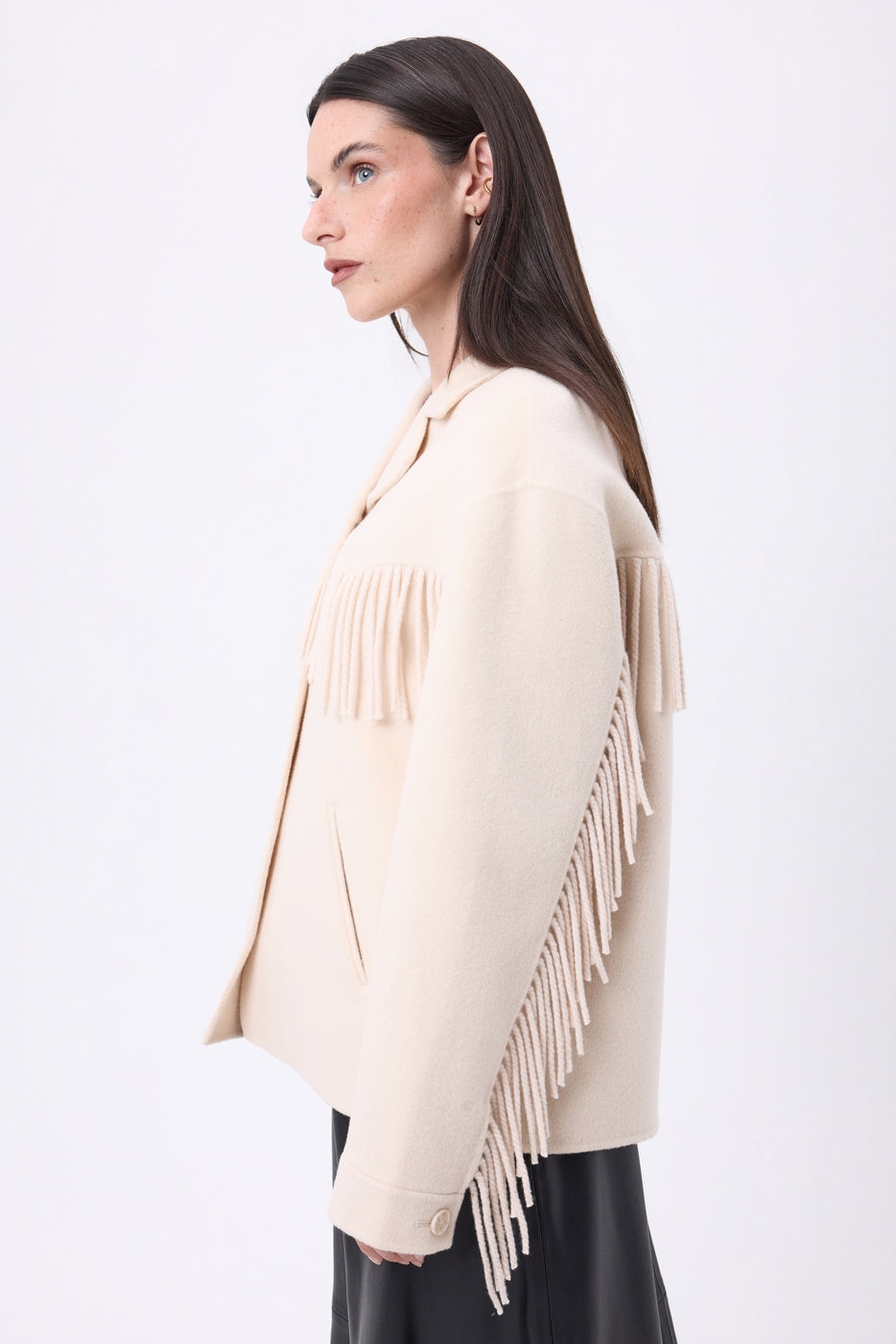 Chaqueta con flecos June - Beige - Mujer