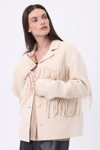 Chaqueta con flecos June - Beige - Mujer