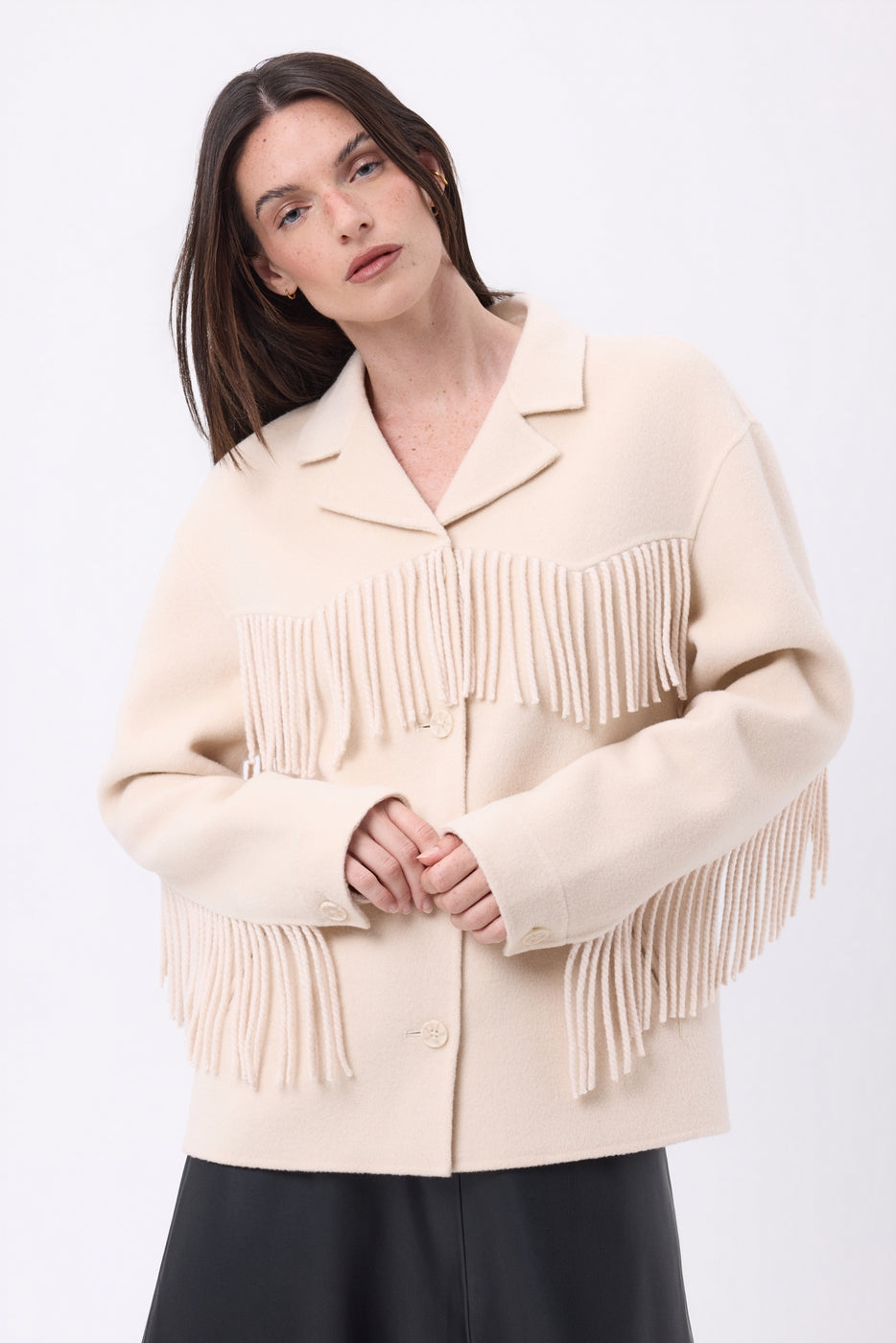 Chaqueta con flecos June - Beige - Mujer