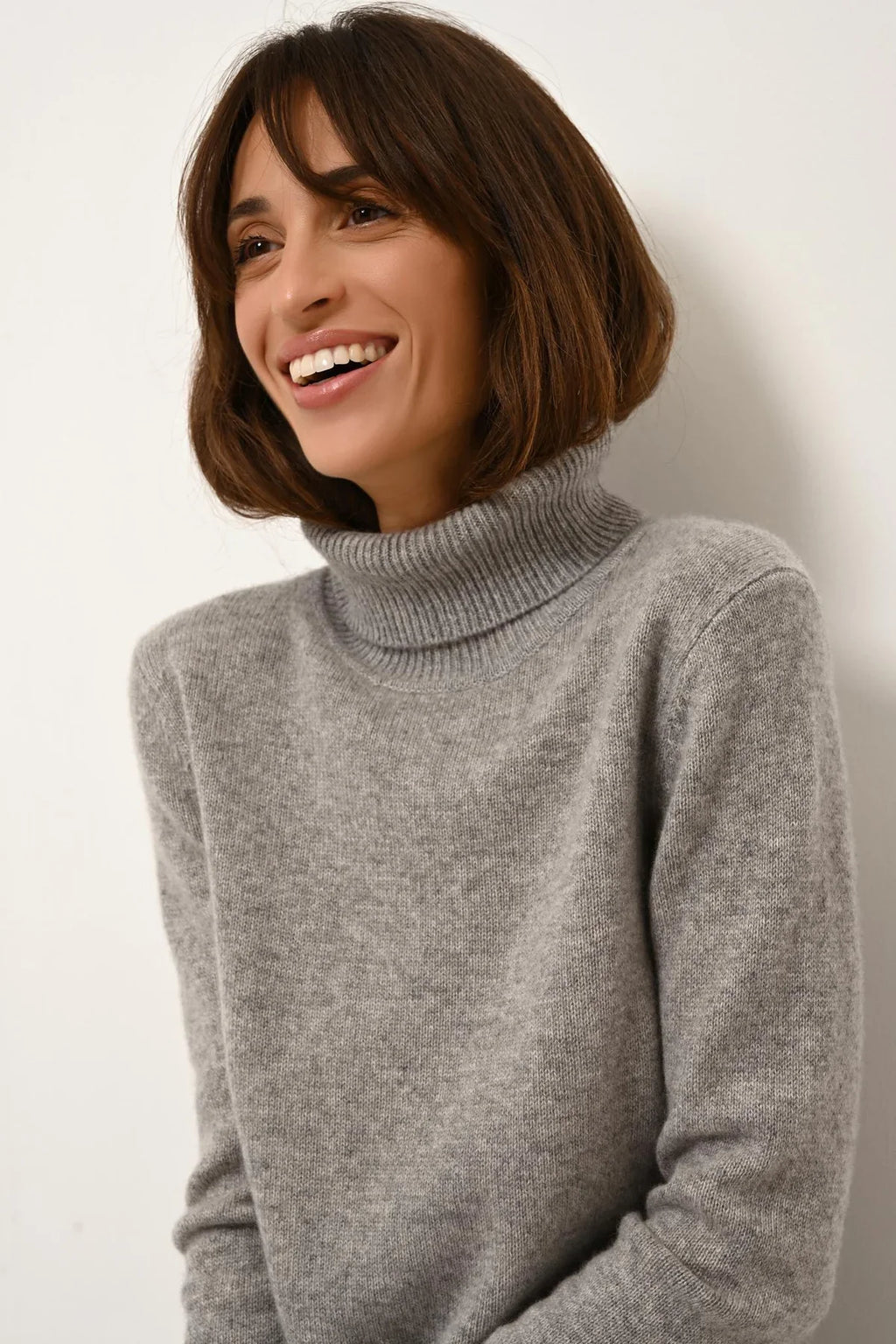 4-Ply Roll-Neck Jumper - June - Mottled Cloud