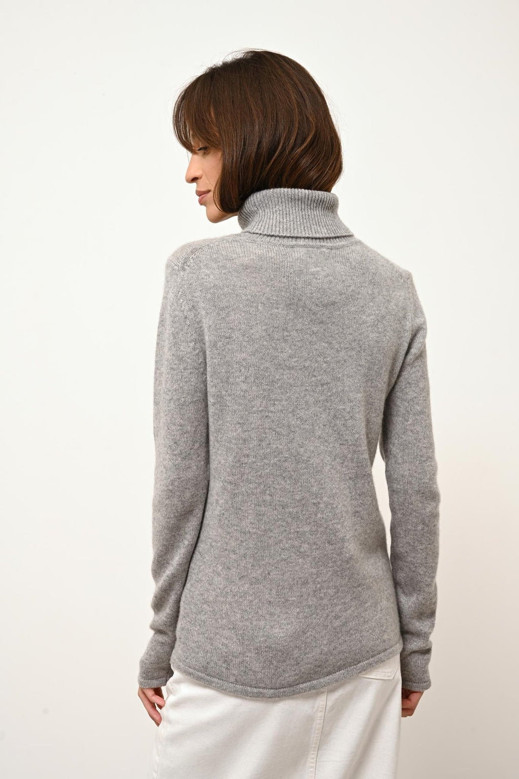 4-Ply Roll-Neck Jumper - June - Mottled Cloud