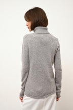 4-Ply Roll-Neck Jumper - June - Mottled Cloud