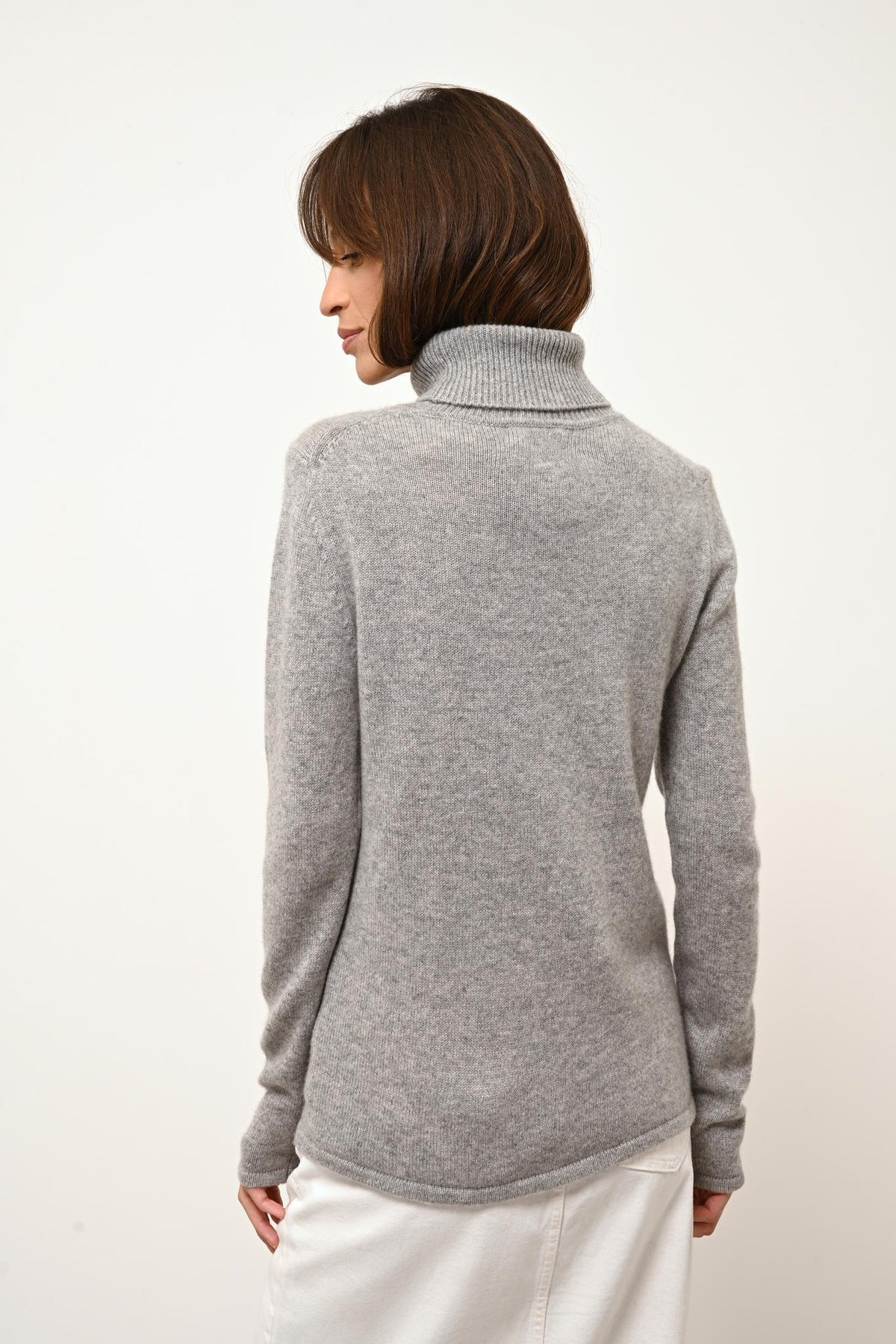 4-Ply Roll-Neck Jumper - June - Mottled Cloud