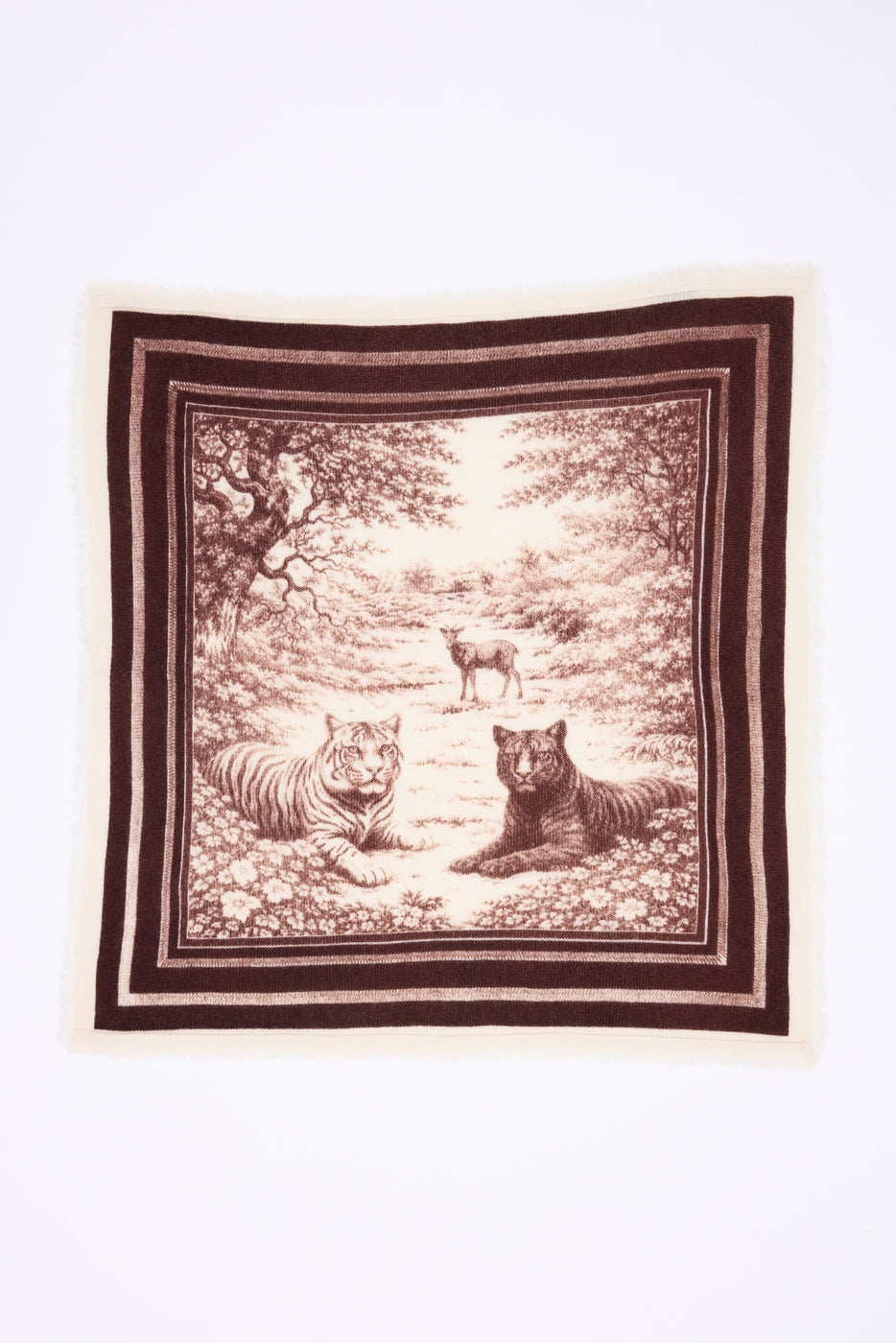 Petit Bandana Jungle - Marron - Femme - 100% Cachemire