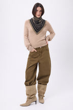 Bandana Pequeña Jungle - Caqui Jaspeado - Mujer - 100% Cachemira