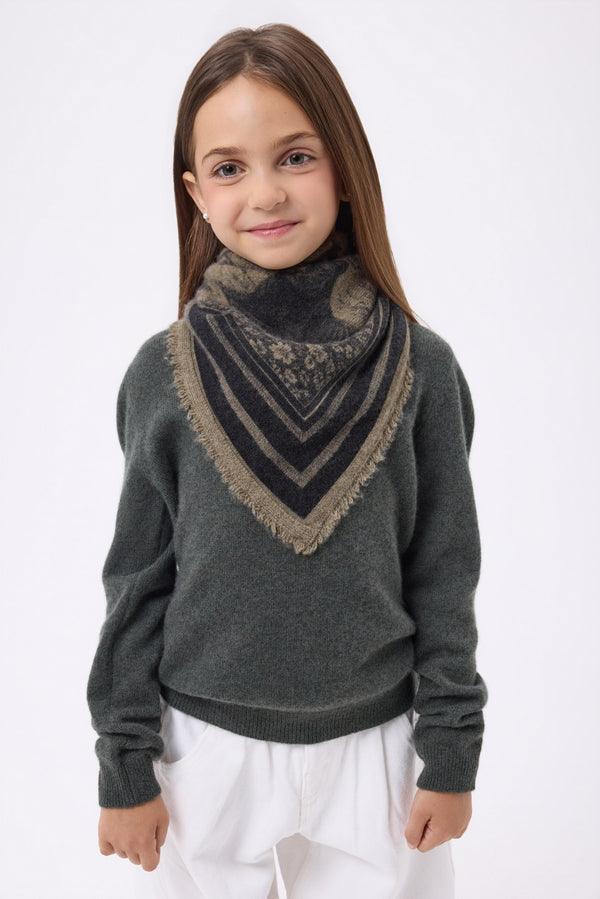 Petit Bandana Jungle - Khaki Chine - Enfant - 100% Cachemire