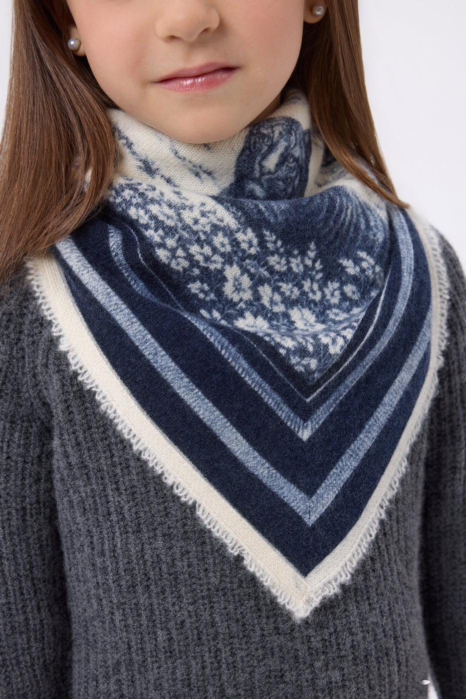 Petit Bandana Jungle - Bleu Marine - Enfant - 100% Cachemire
