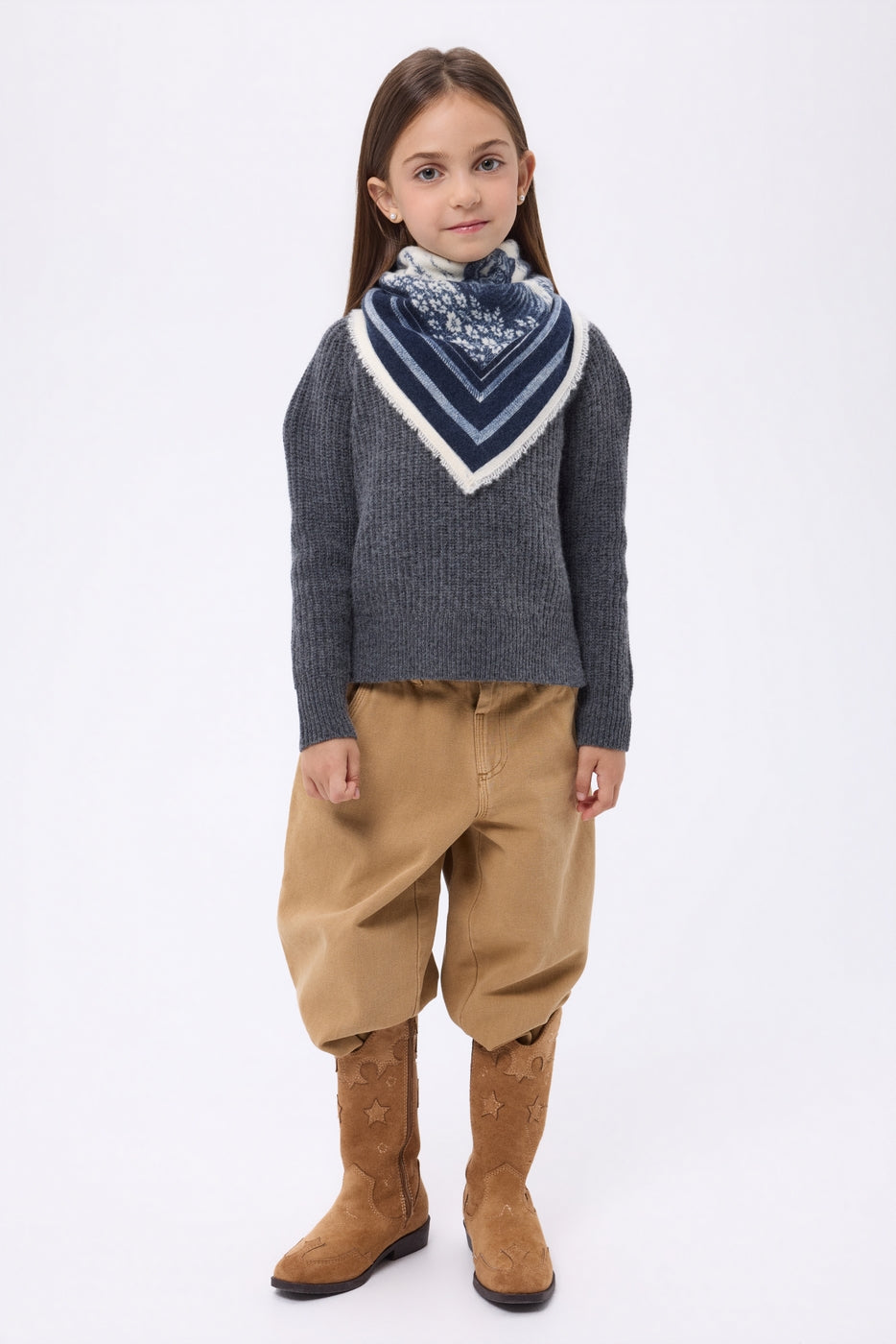 Petit Bandana Jungle - Bleu Marine - Enfant - 100% Cachemire