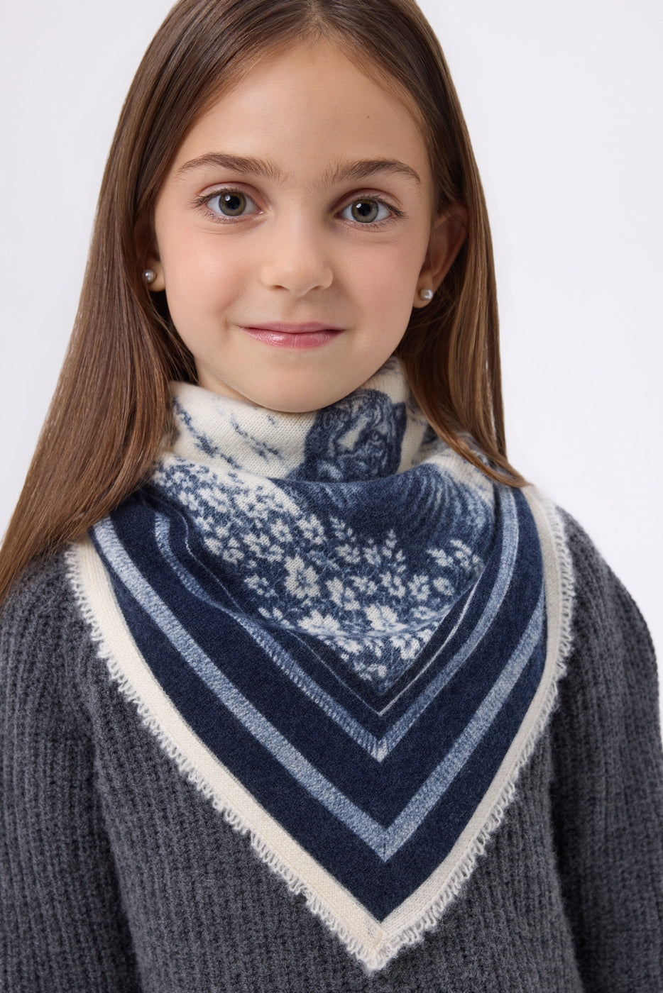 Petit Bandana Jungle - Bleu Marine - Enfant - 100% Cachemire