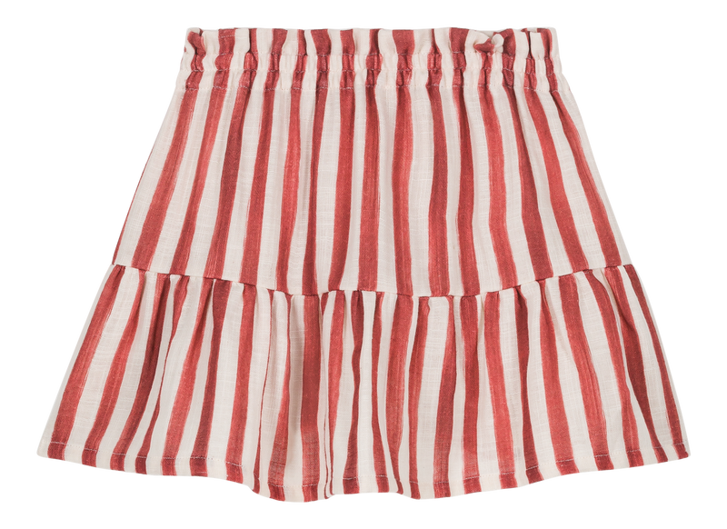 Falda Gasa Samba Rayas Rojo Ladrillo