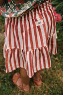 Falda Gasa Samba Rayas Rojo Ladrillo