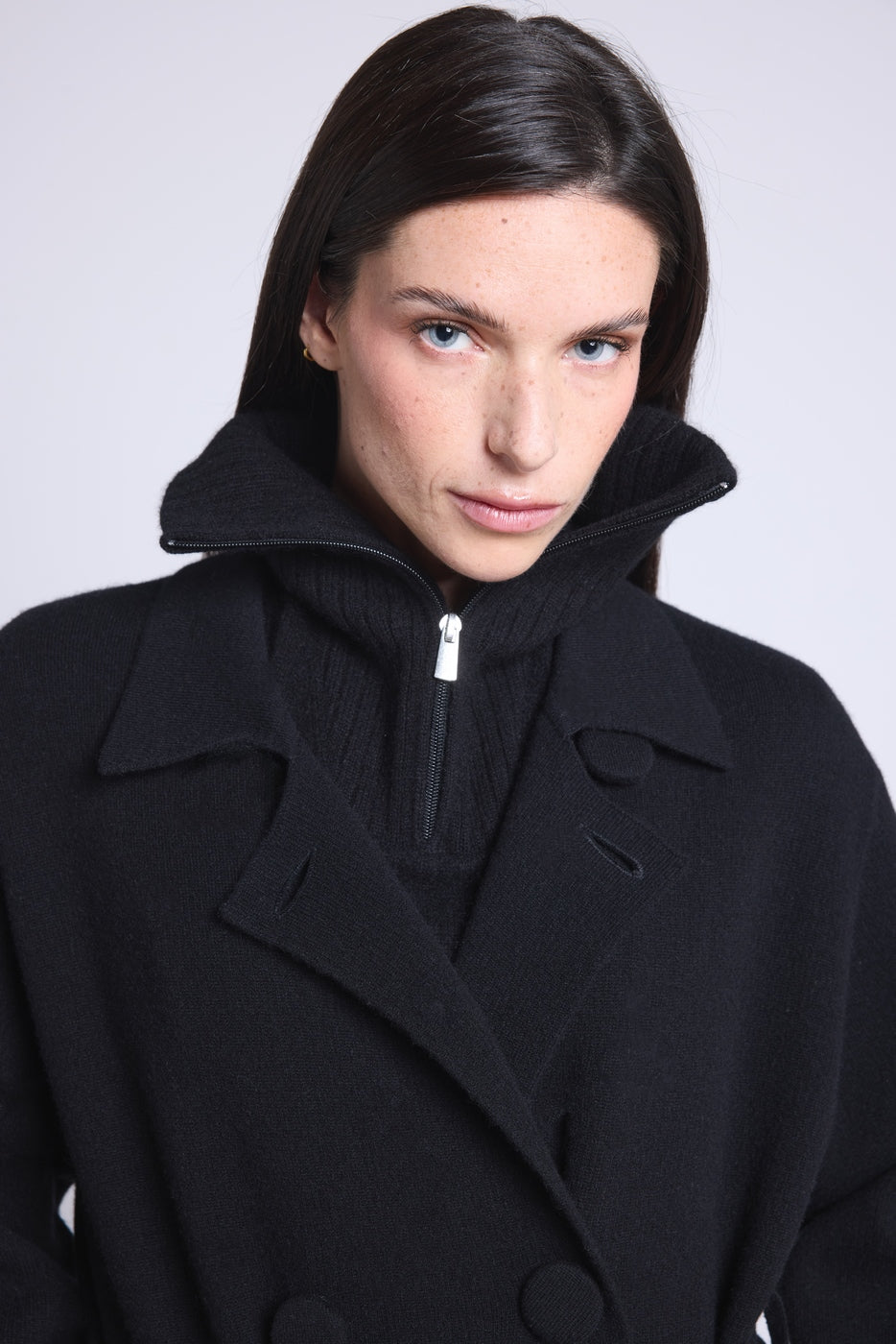 Justine Halsedisse Med Lynlås - Sort - Unisex - 100% K hisjmir
